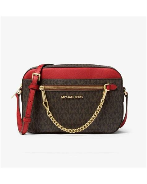 Michael Kors Red East West Jet Set Crossbody Chain Mint